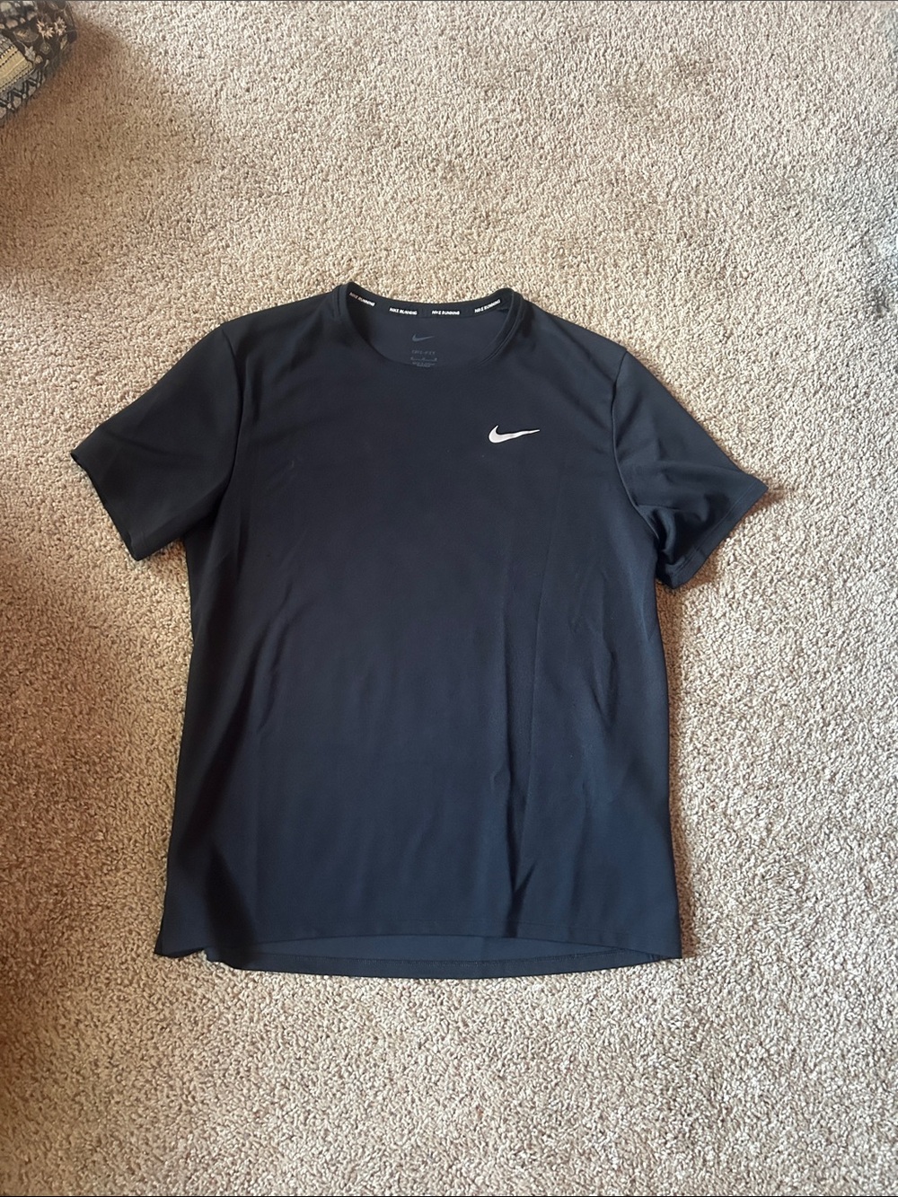 Nike Black Short Sleeve Athletic Tee with White Swoosh